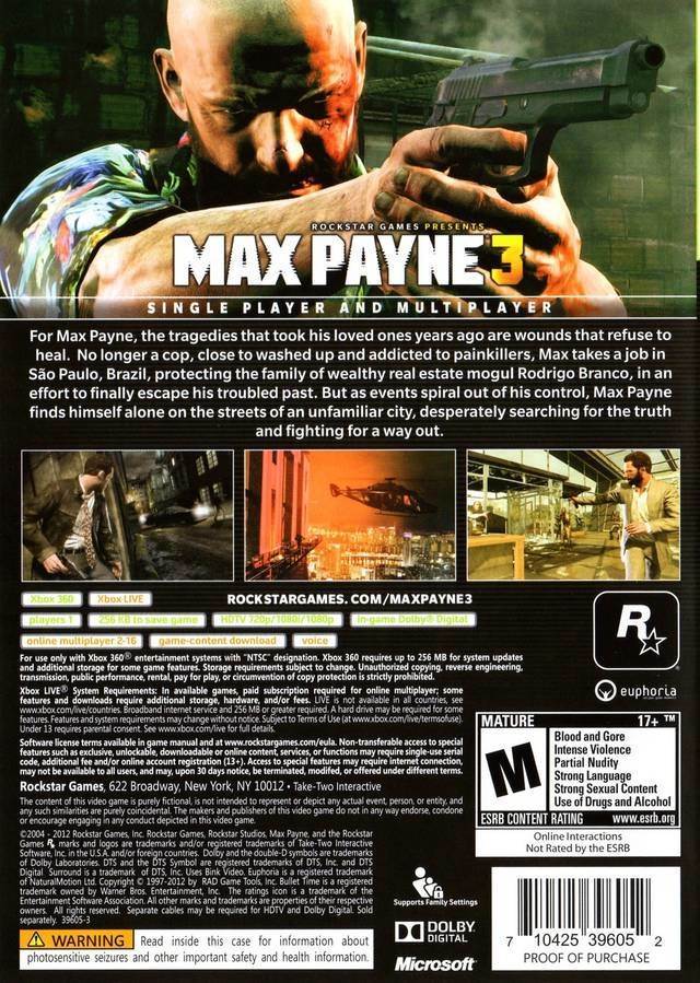 Max Payne 3 - Microsoft Xbox 360 (Rockstar - 1) video game collectible - Main Image 2