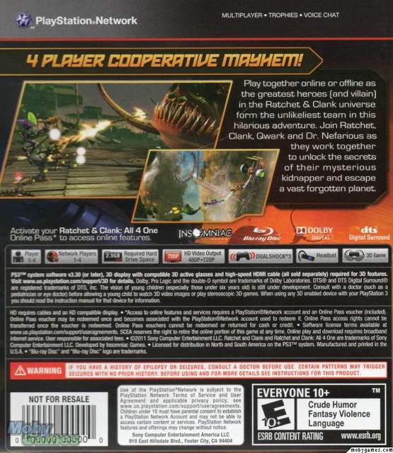 Ratchet & Clank: All 4 One - Sony PlayStation 3 (PS3) (PS Plus - 4) video game collectible [Barcode 711719126799] - Main Image 2