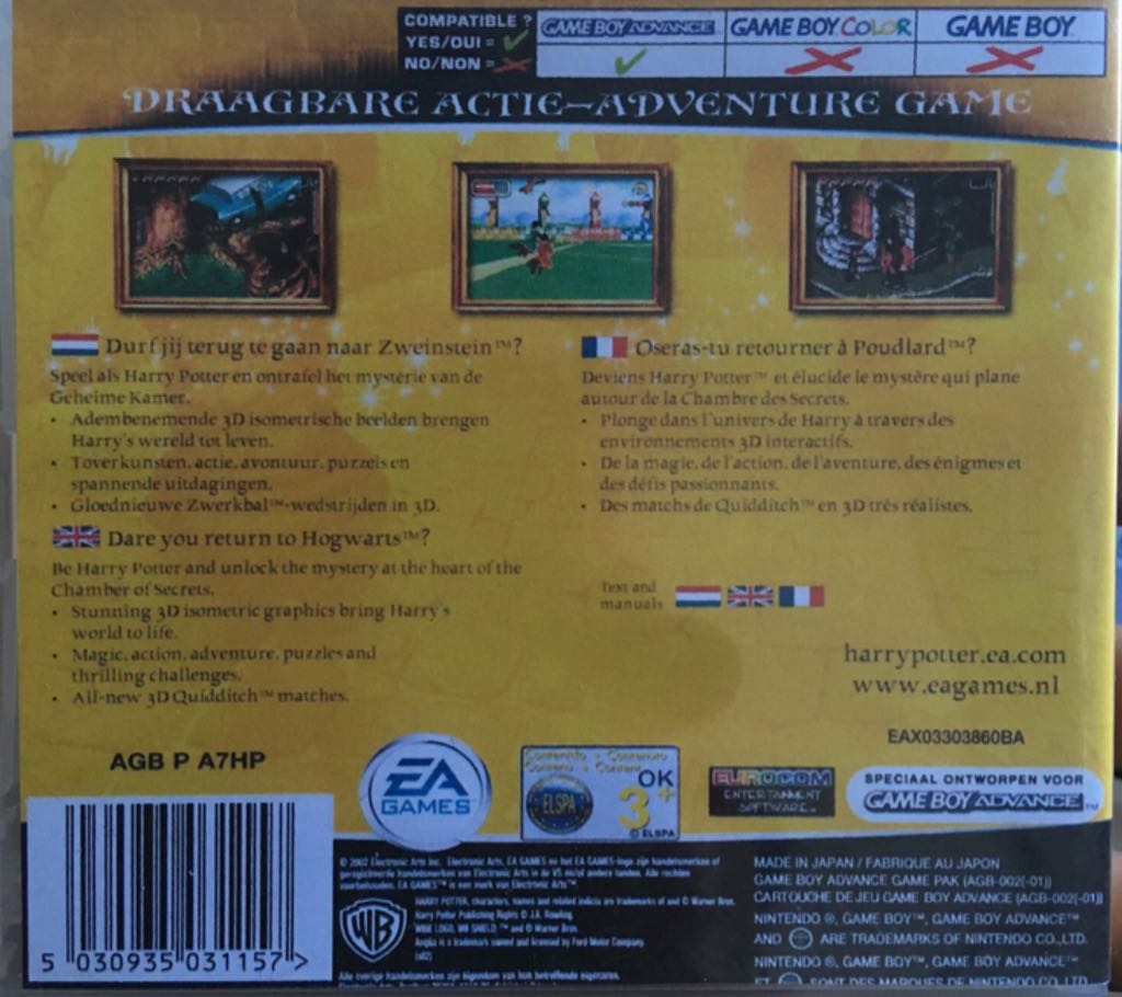 Harry Potter En De Geheime Kamer - Nintendo Game Boy Advance (GBA) (Warner Bros) video game collectible [Barcode 5030935031157] - Main Image 2
