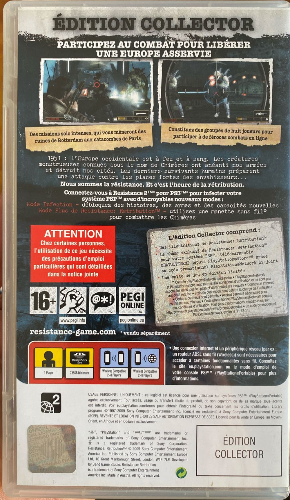 Resistance Retribution Collector Édition  - Sony PlayStation Portable (PSP) video game collectible - Main Image 2