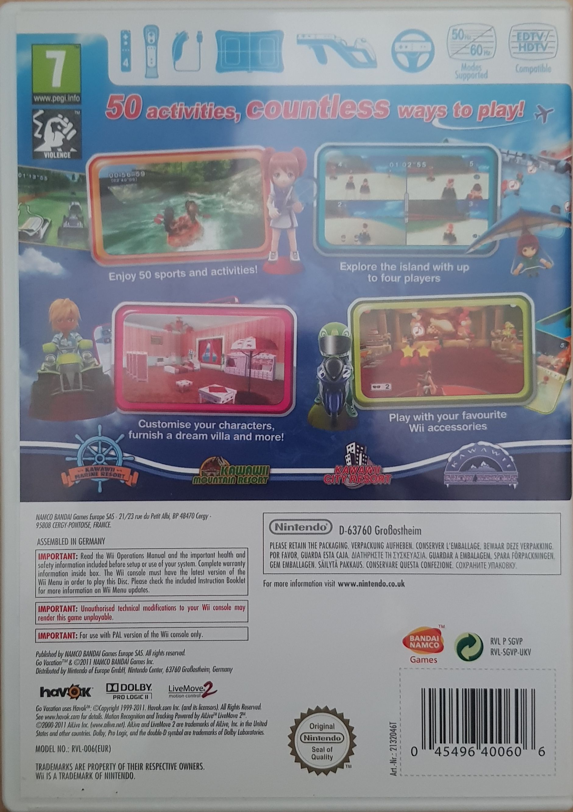 Go Vacation - Nintendo Wii video game collectible [Barcode 045496400606] - Main Image 2