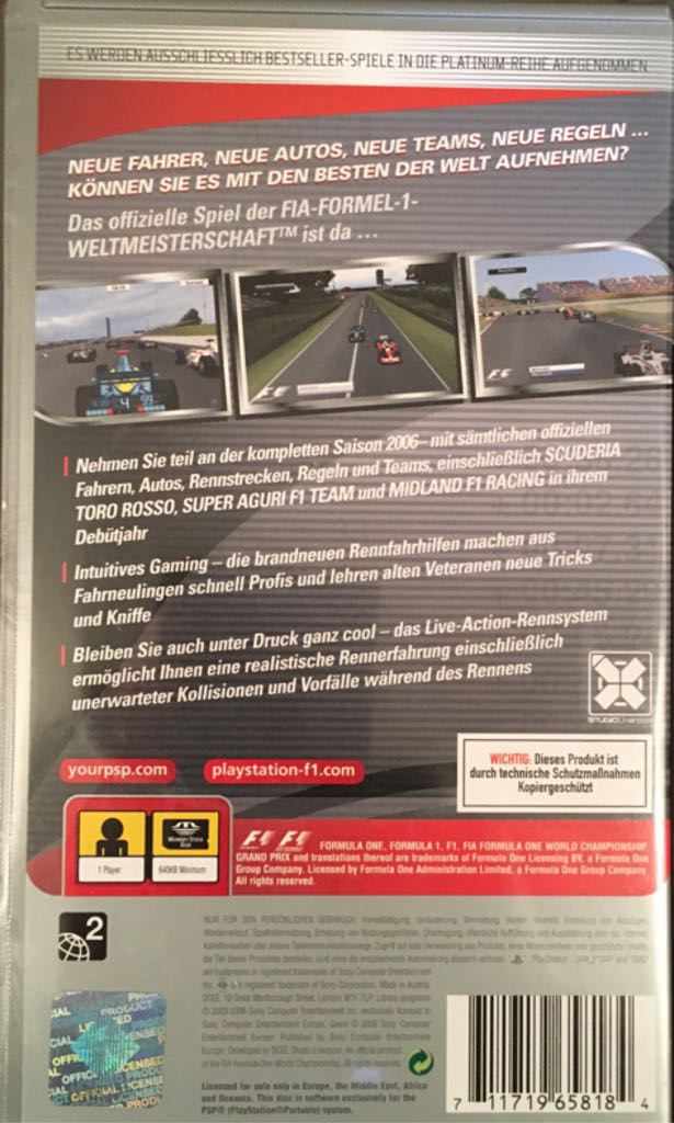 FORMEL 1 06 - Sony PlayStation Portable (PSP) (Sony Computer Entertainment) video game collectible [Barcode 711719658184] - Main Image 2