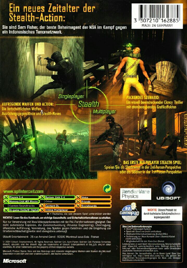 Tom Clancy’s Splinter Cell: Pandora Tomorrow - Microsoft Xbox (Gameloft - 1-4) video game collectible [Barcode 3307210168719] - Main Image 2