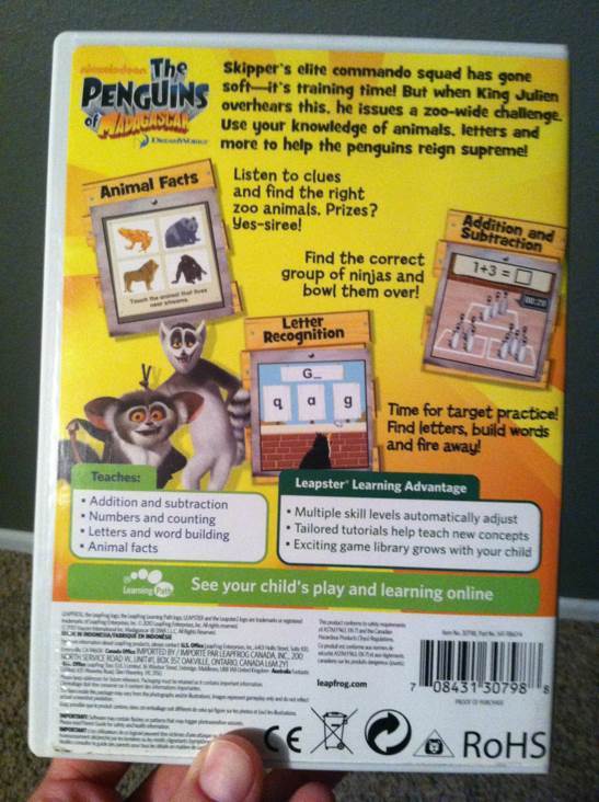 The Penguins Of Madagascar: Race For 1st Place! - Leapster (Leapfrog - 1) video game collectible [Barcode 708431307988] - Main Image 2