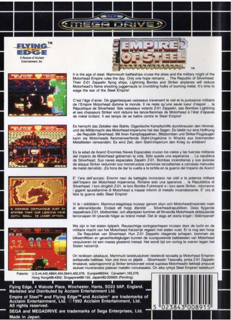 Empire Of Steel - Sega Mega Drive (Acclaim - 1) video game collectible [Barcode 5023843008915] - Main Image 2