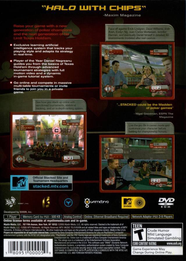 Stacked with Daniel Negreanu - Sony PlayStation 2 (PS2) (Myelin Media - 1) video game collectible [Barcode 180951000059] - Main Image 2