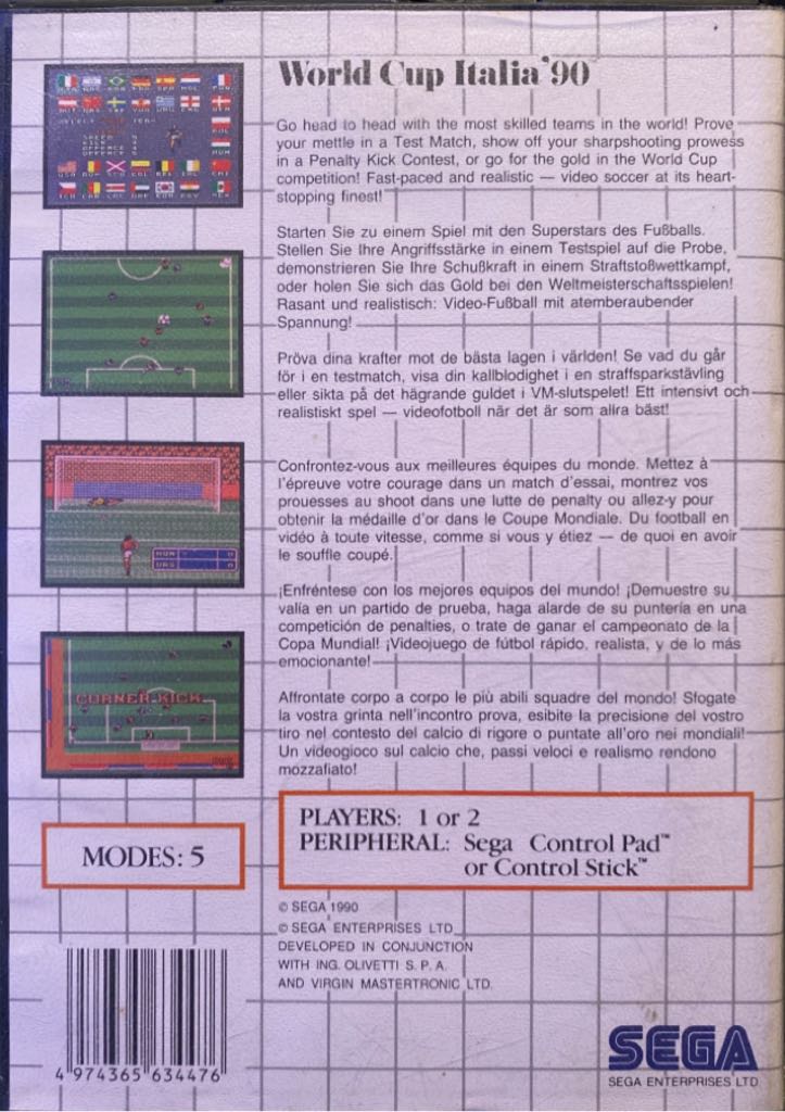 World Cup Italia ’90 - Sega Master System (Sega - 2) video game collectible [Barcode 4974365634476] - Main Image 2
