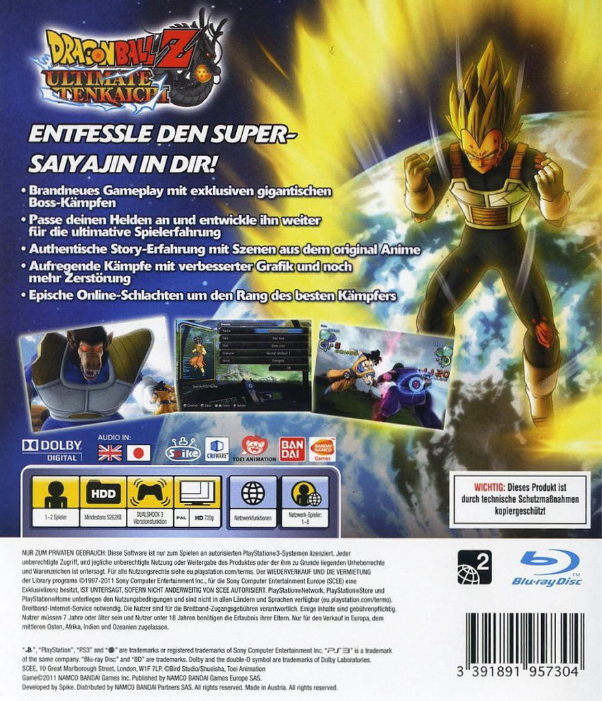 Dragon Ball Z: Ultimate Tenkaichi - Sony PlayStation 3 (PS3) (NAMCO BANDAI Games Europe S.A.S. - 1-2) video game collectible [Barcode 3391891957304] - Main Image 2