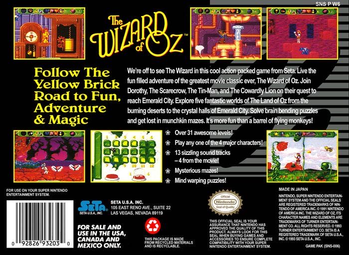 The Wizard of Oz - Nintendo Super Nintendo Entertainment System (SNES) (Seta Corporation - 1) video game collectible - Main Image 2