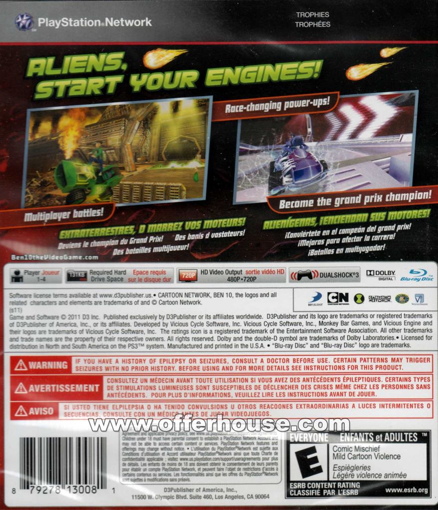 Ben 10: Galactic Racing - Sony PlayStation 3 (PS3) (D3 Publisher - 1-4) video game collectible [Barcode 879278130081] - Main Image 2