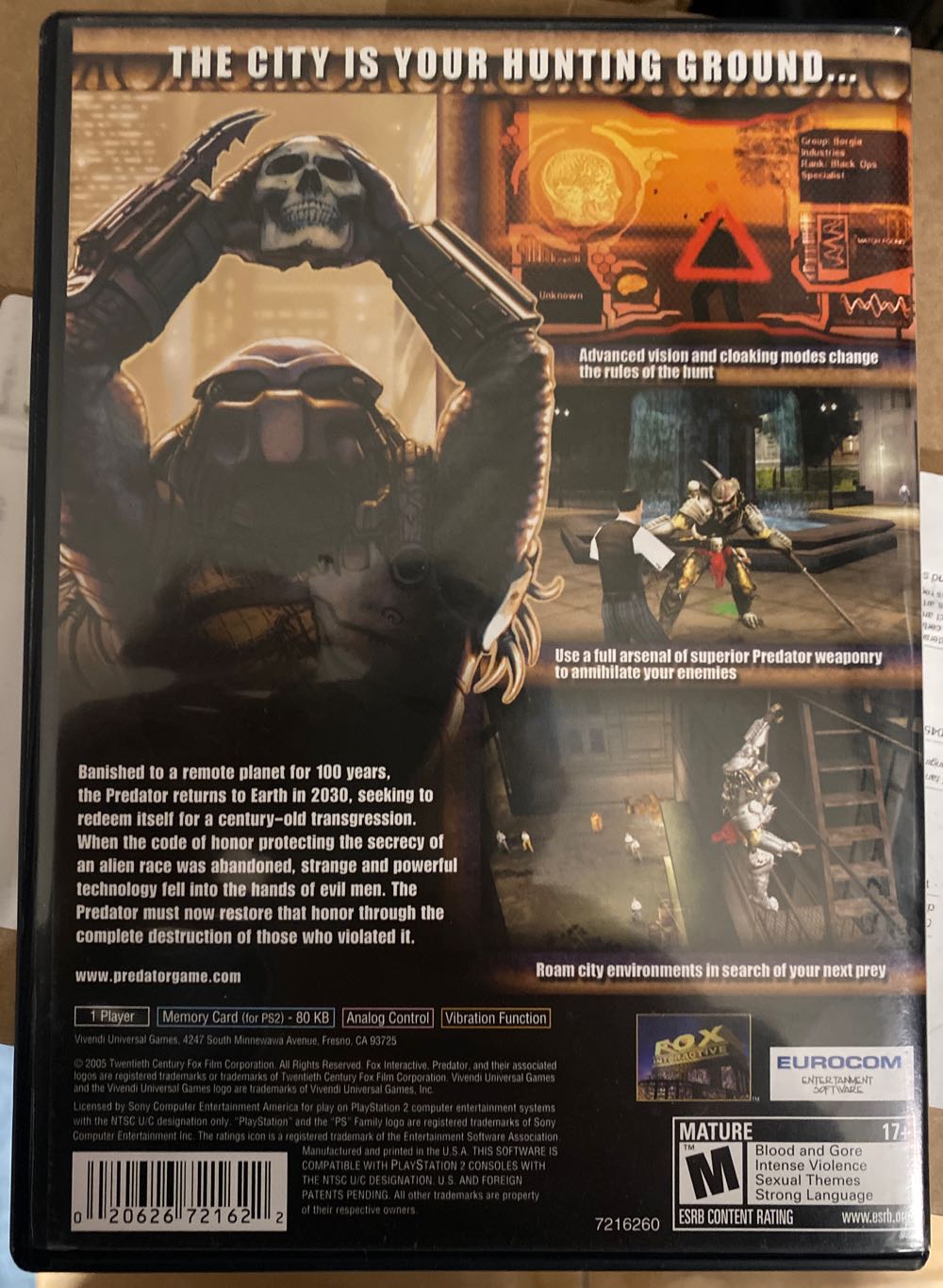 Predator : Concrete Jungle - Sony PlayStation 2 (PS2) (Vivendi Games - 1) video game collectible [Barcode 020626721622] - Main Image 4