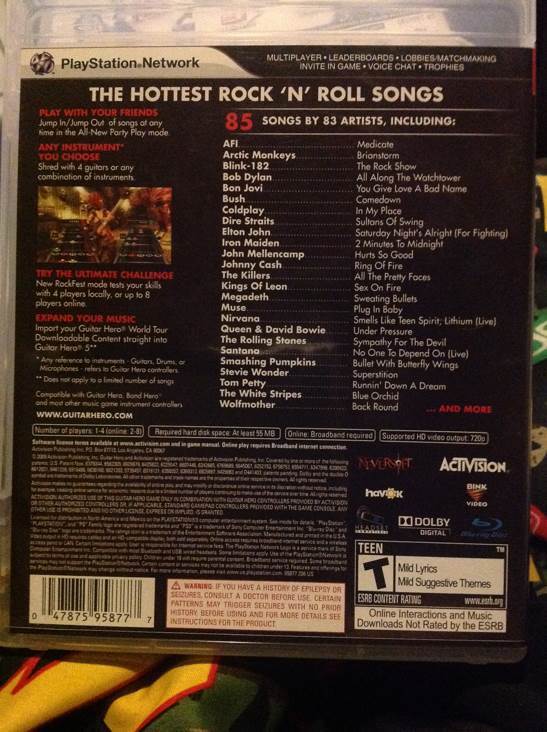 Guitar Hero 5 - Sony PlayStation 3 (PS3) (Activision Blizzard - 4) video game collectible [Barcode 047875958777] - Main Image 2