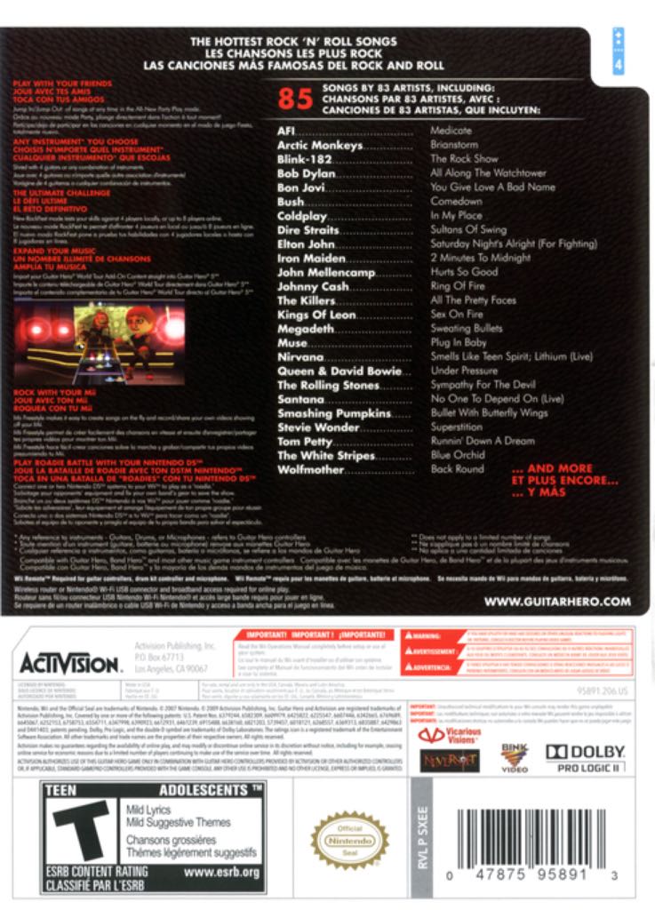 Guitar Hero 5 - Nintendo Wii (Activision - 4) video game collectible [Barcode 047875958890] - Main Image 2