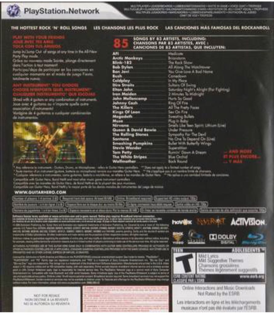 Guitar Hero 5 - Sony PlayStation 3 (PS3) (Activision Blizzard - 4) video game collectible [Barcode 78741997] - Main Image 2