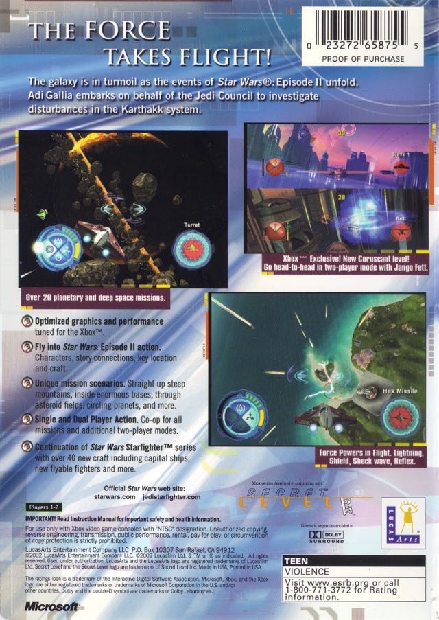 Star Wars: Jedi Starfighter - Microsoft Xbox (LucasArts - 2) video game collectible [Barcode 023272998776] - Main Image 2