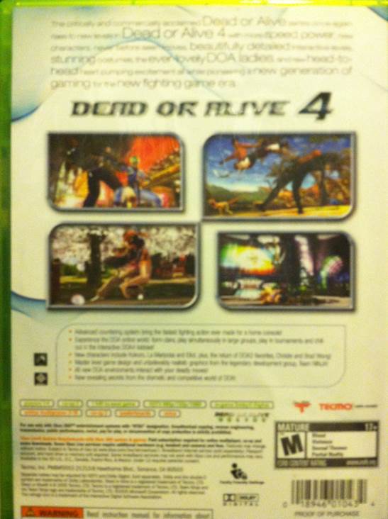 Dead Or Alive 4 - Microsoft Xbox 360 (Tecmo Koei - 4) video game collectible [Barcode 882224079877] - Main Image 2
