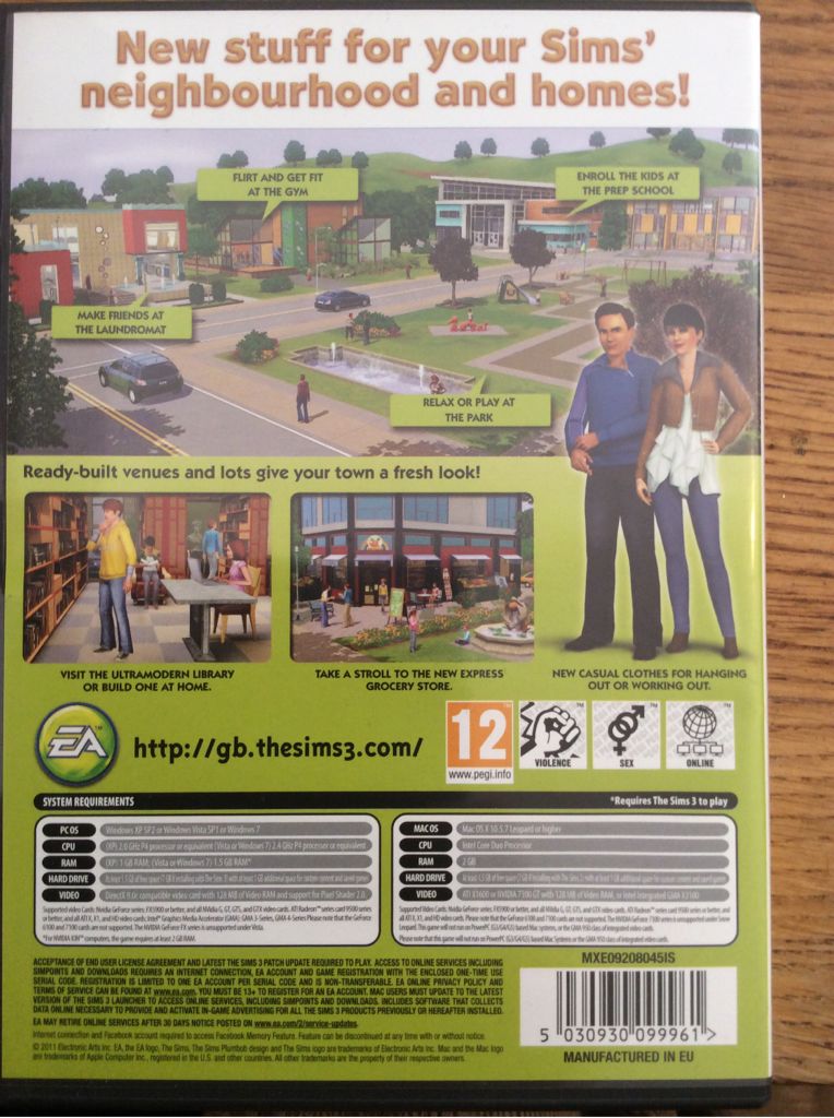 Sims 3: Town Life Stuff - PC ((EA) Electronic Arts - 1) video game collectible [Barcode 5030930099961] - Main Image 2