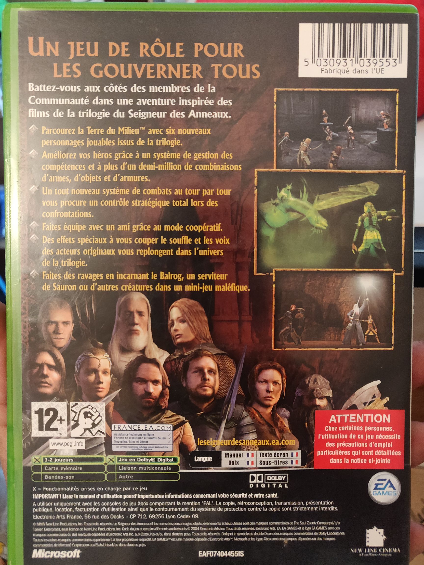 Le Seigneur Des Anneaux : Le Tiers Age - Microsoft Xbox (Electonic Arts - 1-2) video game collectible [Barcode 5030931039553] - Main Image 2