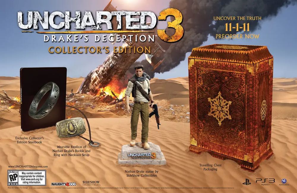 Uncharted 3: Drake’s Deception [Collector’s Edition] - Sony PlayStation 3 (PS3) (Sony Computer Entertainment - 1) video game collectible [Barcode 9780307892058] - Main Image 3