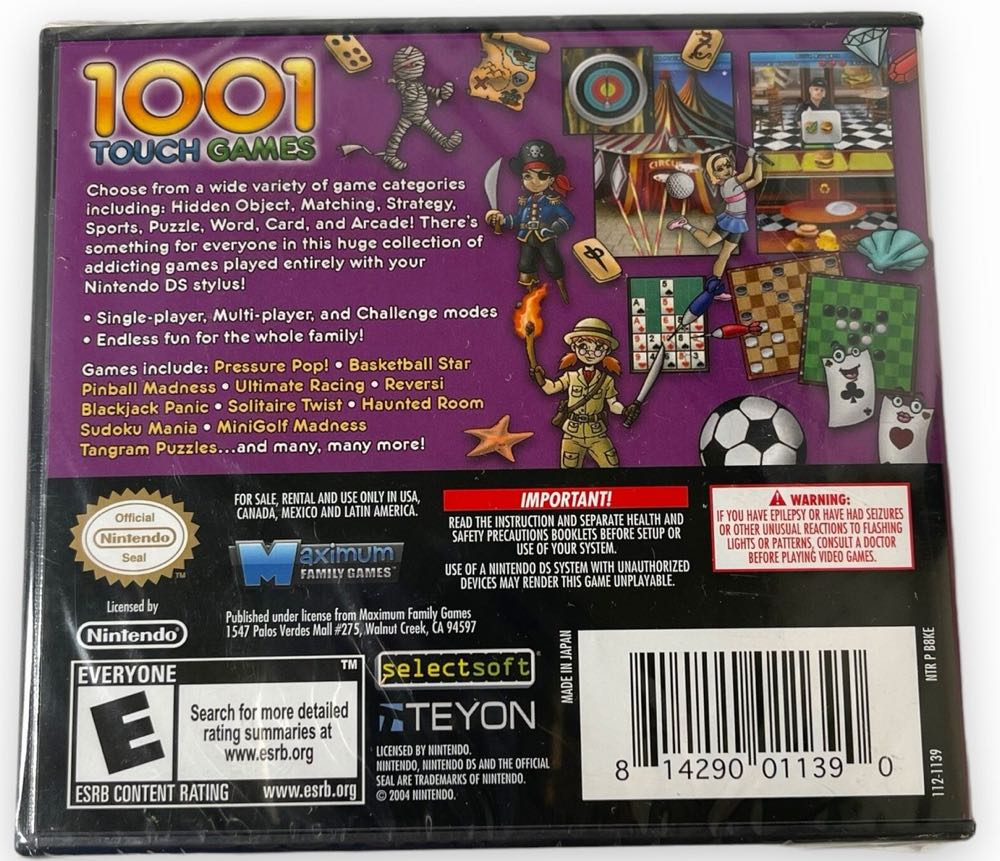 1001 Touch Games - Nintendo DS (Maximum Family Games - 4) video game collectible [Barcode 814290011390] - Main Image 2