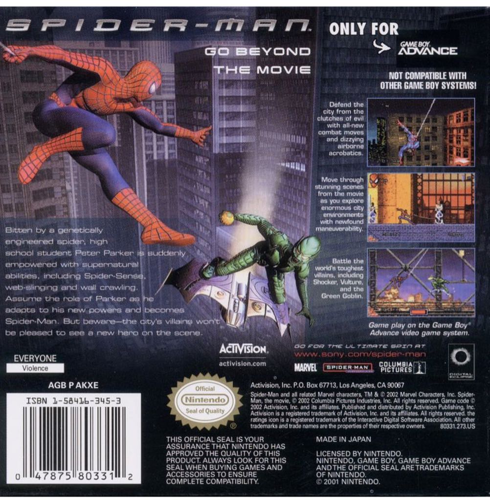 Spider - Man - Nintendo Game Boy Advance (GBA) (Activision) video game collectible - Main Image 2