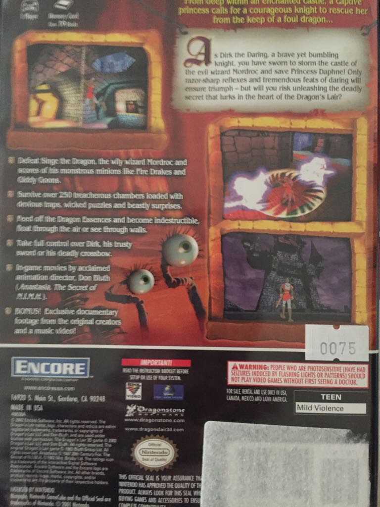 Dragons Lair 3d - Nintendo GameCube video game collectible - Main Image 2