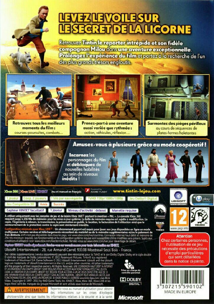 The Adventures of Tintin: The Secret of the Unicorn - Microsoft Xbox 360 (1) video game collectible [Barcode 3307215594322] - Main Image 2