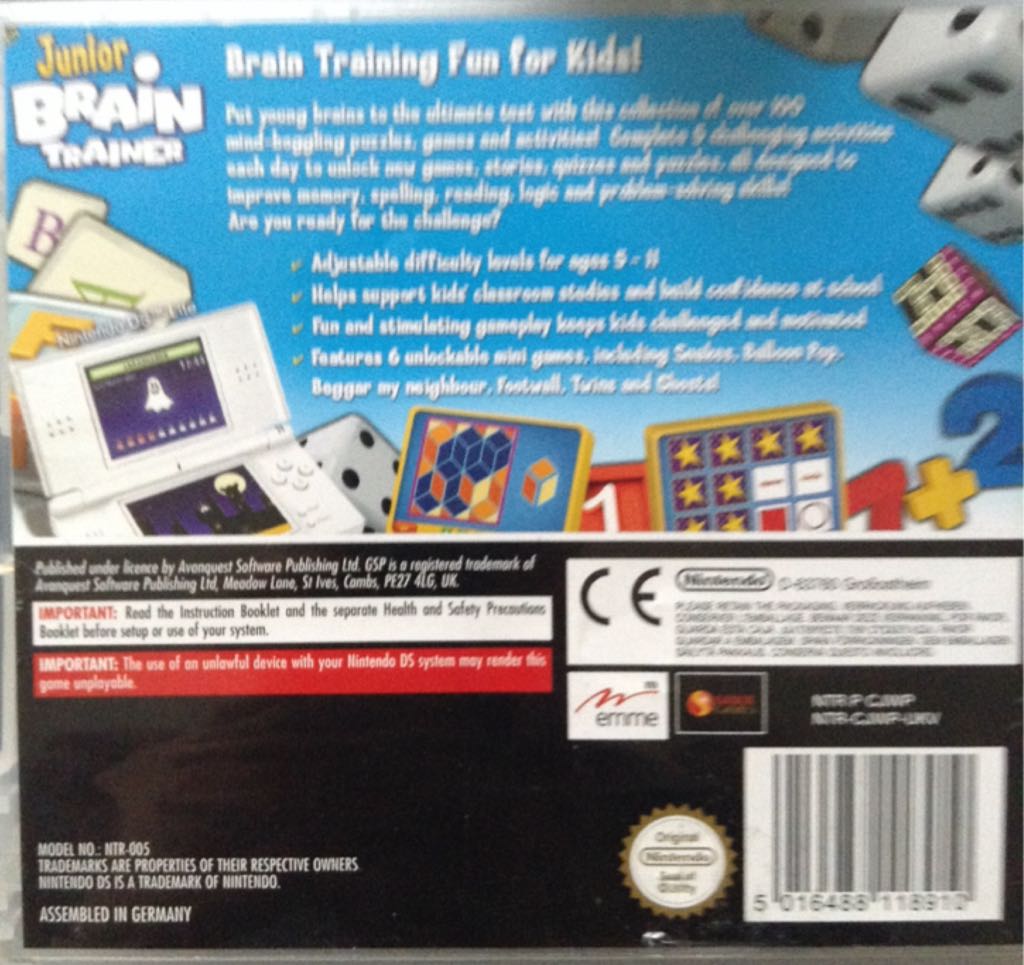 Junior Brain Trainer - Nintendo DS (Nintendo - 2) video game collectible - Main Image 2
