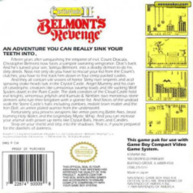 Castlevania II: Belmont’s Revenge - Nintendo Game Boy (Konami - 1) video game collectible - Main Image 2