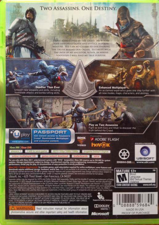Assassin’s Creed: Revelations - Microsoft Xbox 360 (Ubisoft - 1) video game collectible [Barcode 008888596844] - Main Image 2