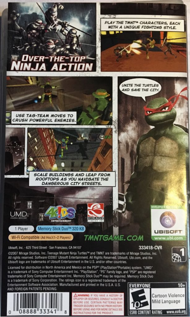 TMNT: Teenage Mutant Ninja Turtles - Sony PlayStation Portable (PSP) (Ubisoft - 1) video game collectible [Barcode 008888333418] - Main Image 2