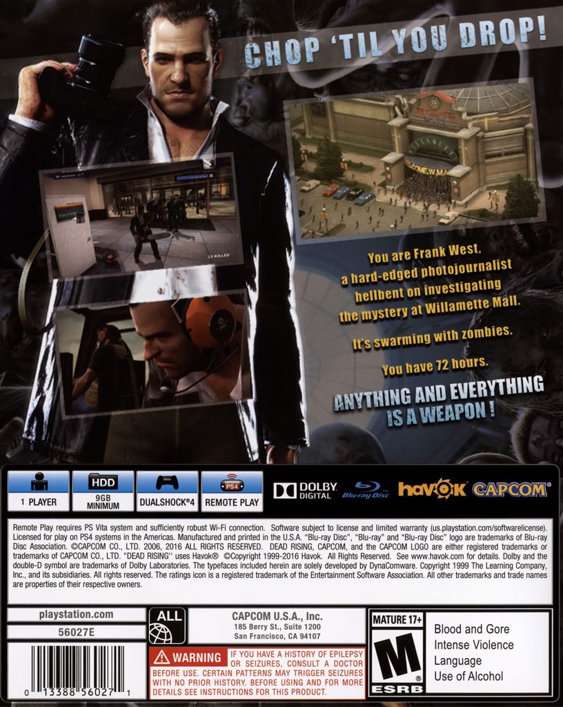 Dead Rising - Sony PlayStation 4 (PS4) (Capcom - 1) video game collectible [Barcode 013388917099] - Main Image 2