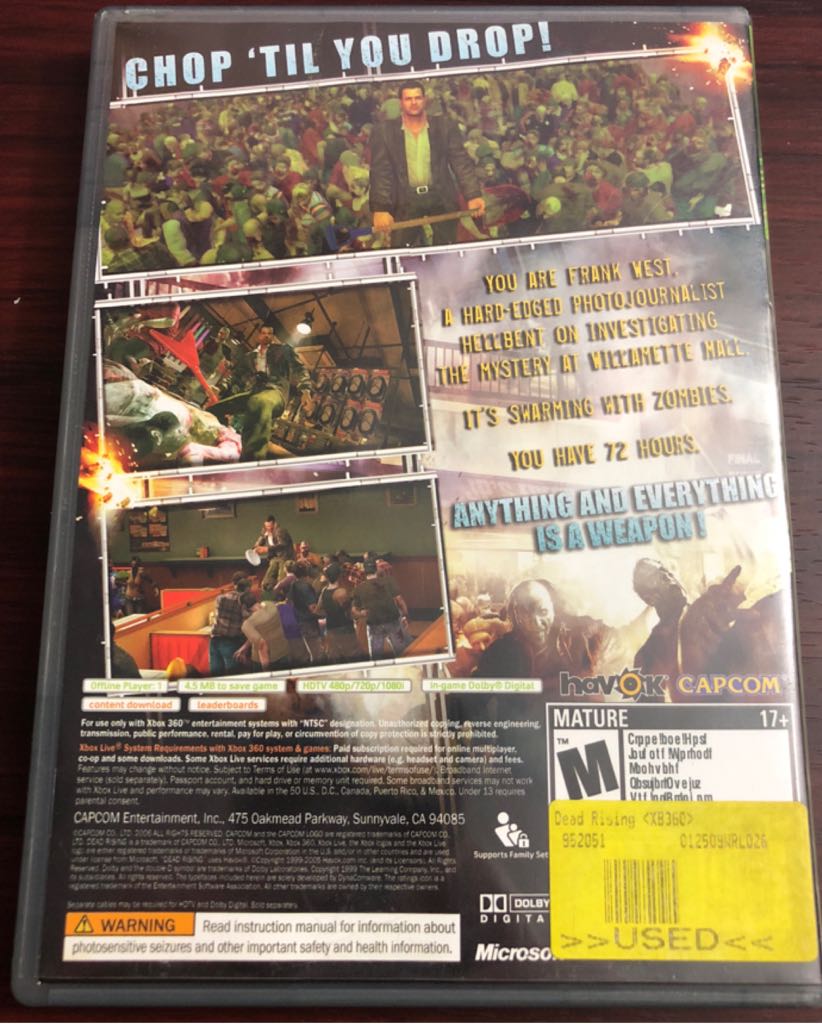 Dead Rising - Microsoft Xbox 360 (Capcom) video game collectible - Main Image 2