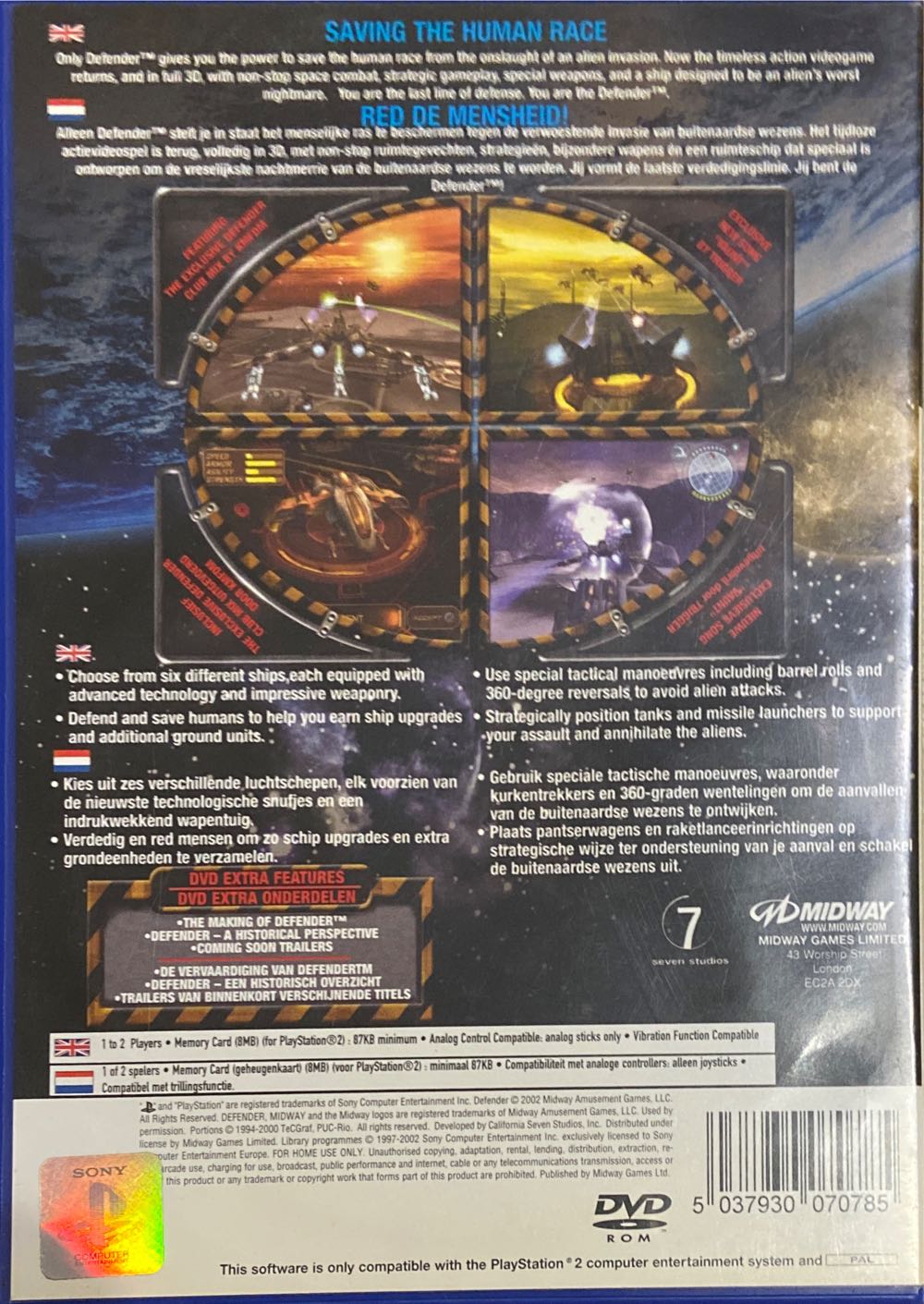 Defender - Sony PlayStation 2 (PS2) (Midway) video game collectible [Barcode 5037930070785] - Main Image 2