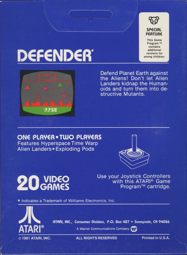 Defender - Atari 2600 (Atari - 2) video game collectible - Main Image 2