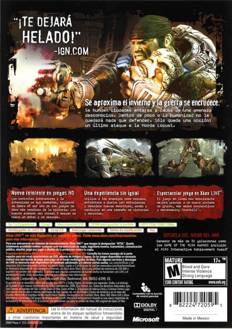 Gears Of War 2 - Microsoft Xbox 360 (Microsoft Game Studios - 2) video game collectible [Barcode 882224940535] - Main Image 2