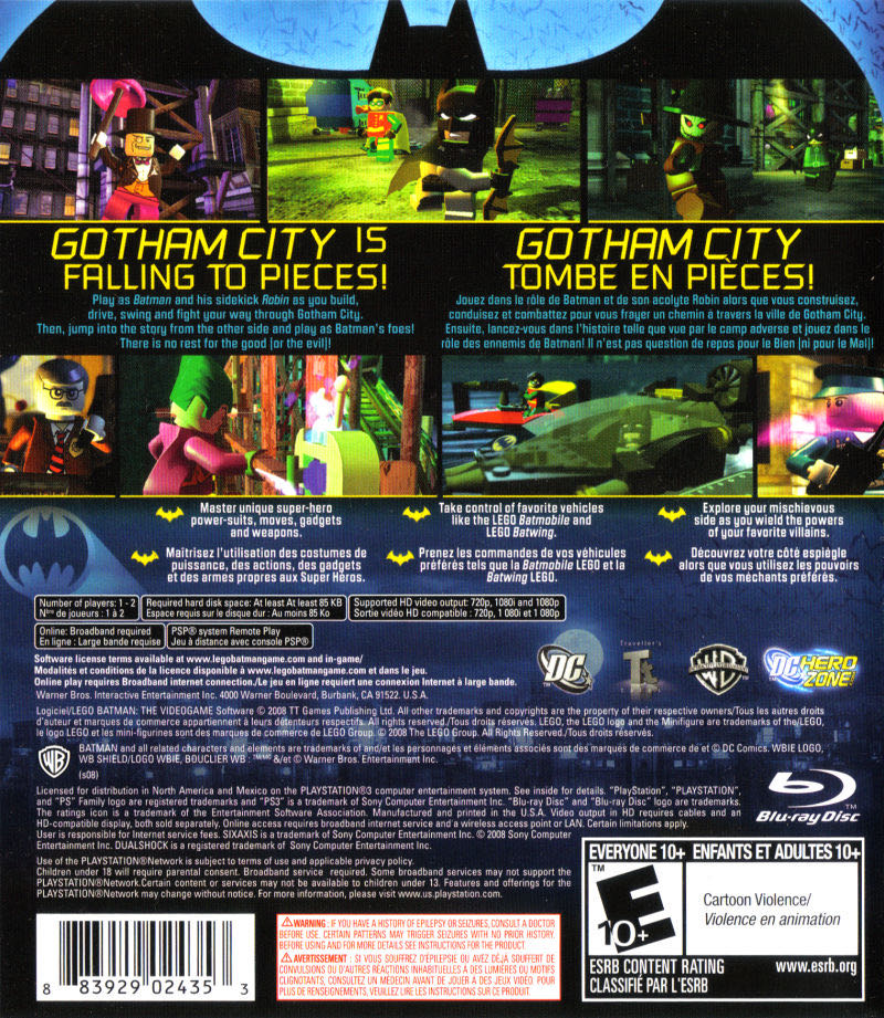 LEGO Batman: The Videogame - Sony PlayStation 3 (PS3) (Warner Bros. Interactive Entertainment/TT Games - 1-2) video game collectible [Barcode 814349014112] - Main Image 2