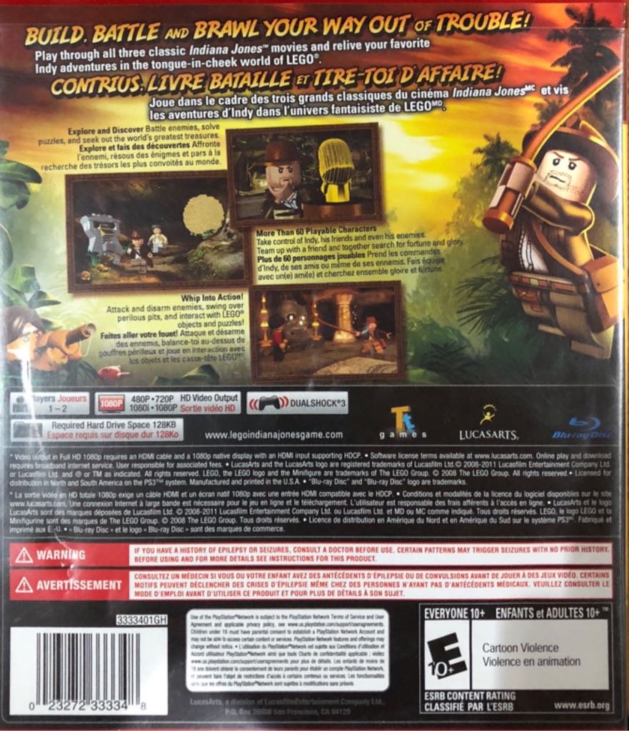 LEGO: Indiana Jones - The Original Adventures - Sony PlayStation 3 (PS3) (LucasArts - 2) video game collectible [Barcode 023272333348] - Main Image 2