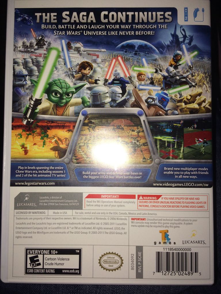LEGO Star Wars III: The Clone Wars - Nintendo Wii (Lucas Arts - 1-2) video game collectible [Barcode 712725024895] - Main Image 2