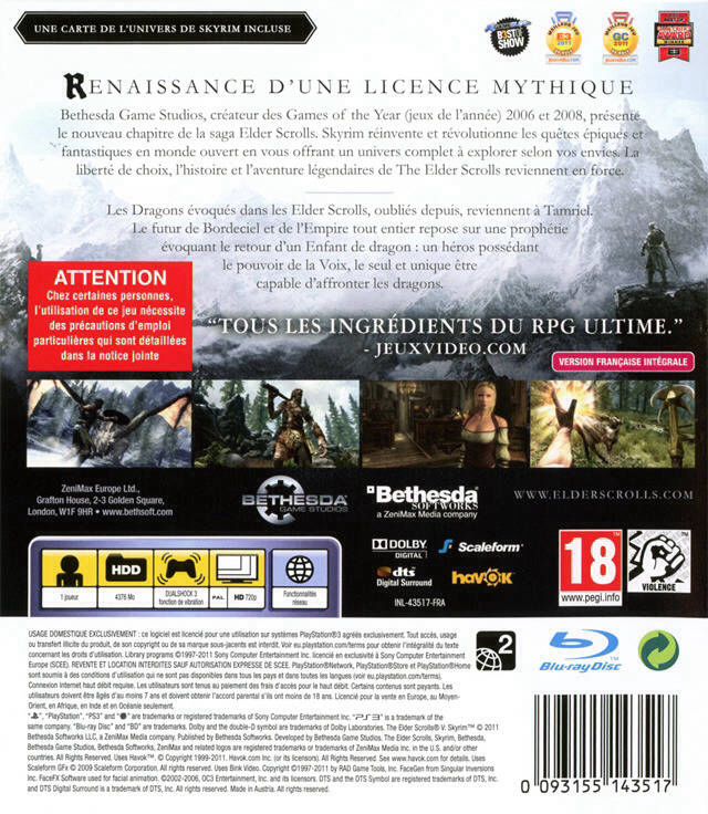 Skyrim - Sony PlayStation 3 (PS3) (Bethesda Game Studios) video game collectible - Main Image 2