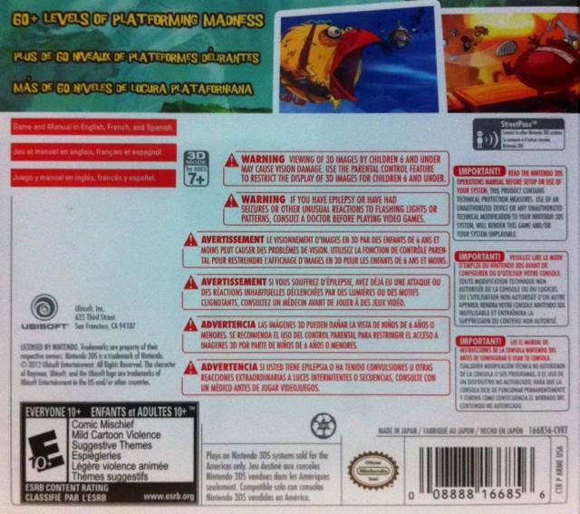Rayman Origins - Nintendo 3DS (Ubisoft - 1) video game collectible [Barcode 008888166856] - Main Image 2