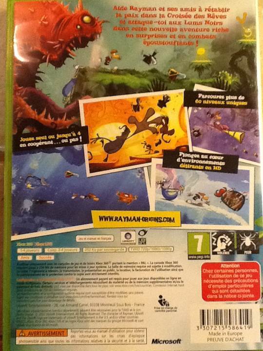 Rayman Origins - Microsoft Xbox 360 (Ubisoft - 4) video game collectible [Barcode 3307215586419] - Main Image 2
