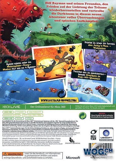 Rayman Origins - Microsoft Xbox Live (Ubisoft - 4) video game collectible [Barcode 3307215594643] - Main Image 2