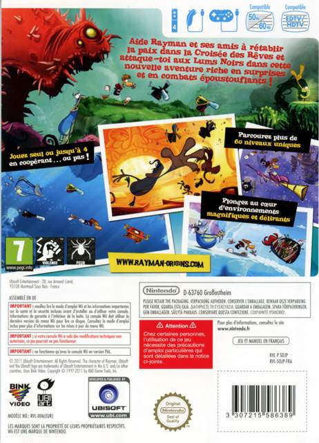 Rayman Origins - Nintendo Wii (Ubisoft - 1) video game collectible [Barcode 3307215595800] - Main Image 2