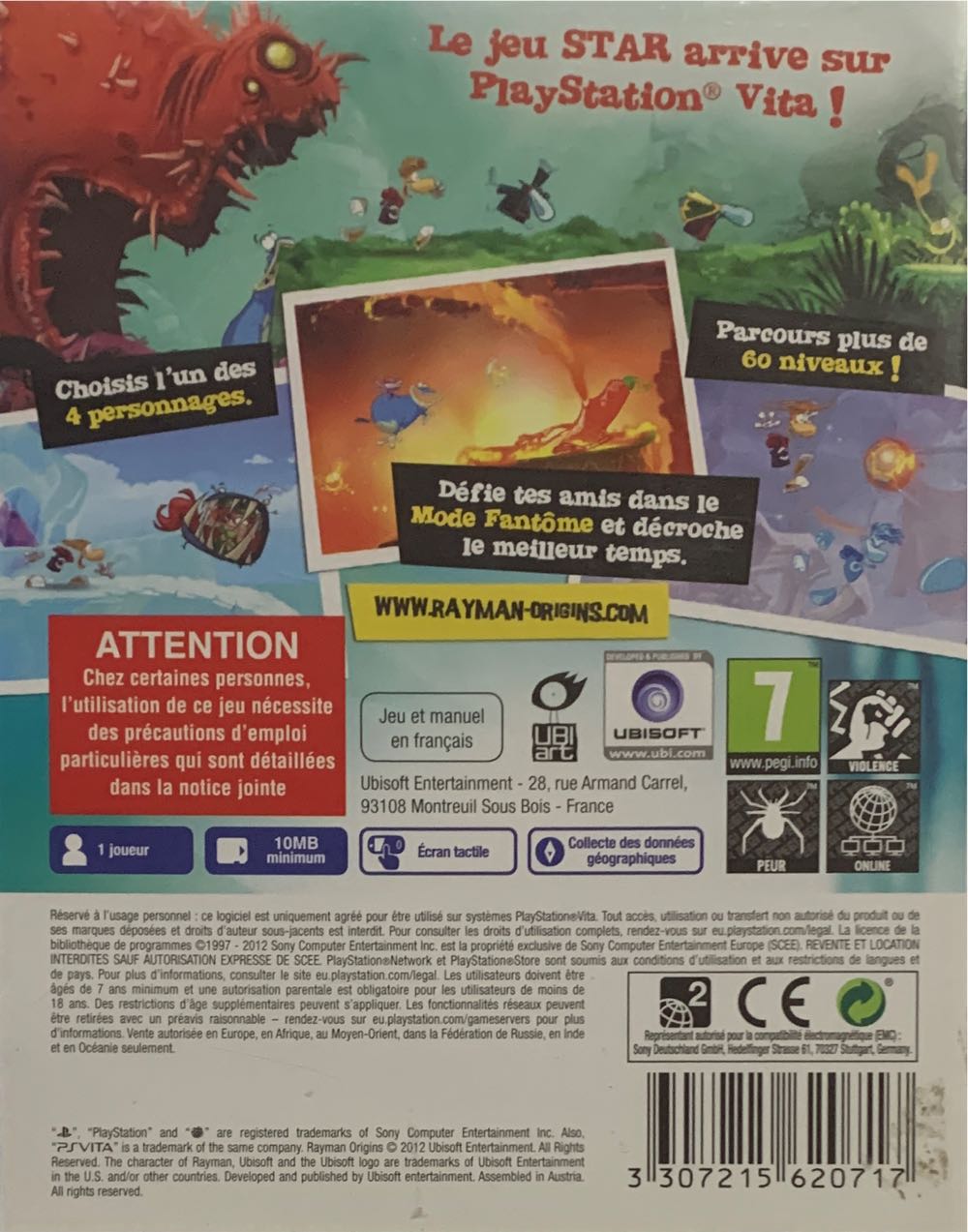 Rayman Origins - Sony PlayStation Vita (PS Vita) (Playstation Plus Abbonamento - 1) video game collectible [Barcode 3307215620717] - Main Image 2