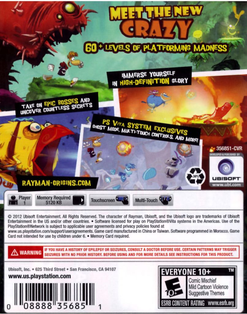 Rayman Origins - Sony PlayStation Vita (PS Vita) (Ubisoft - 1) video game collectible [Barcode 3307215623923] - Main Image 2