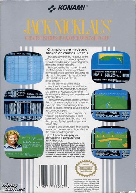 (CIB) Jack Nicklaus’ Greatest 18 Holes Of Major Championship Golf - Nintendo Entertainment System (NES) (Konami - 1) video game collectible [Barcode 083717110170] - Main Image 2