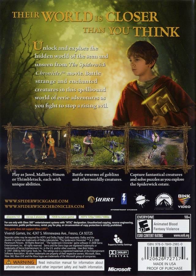 Spiderwick Chronicles - Microsoft Xbox 360 (Sierra) video game collectible [Barcode 3348542217195] - Main Image 2