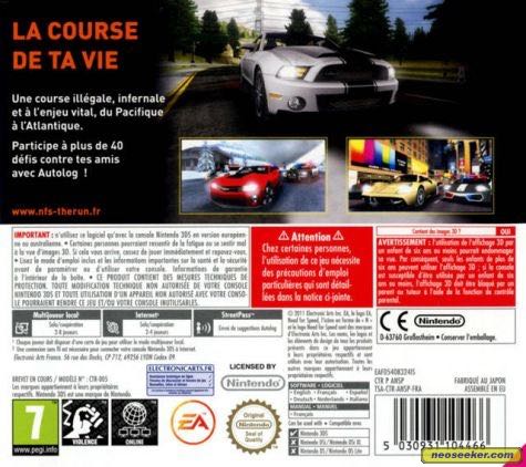 Need For Speed: The Run - Nintendo 3DS (Electronic Arts - 1-2) video game collectible [Barcode 014633195897] - Main Image 2
