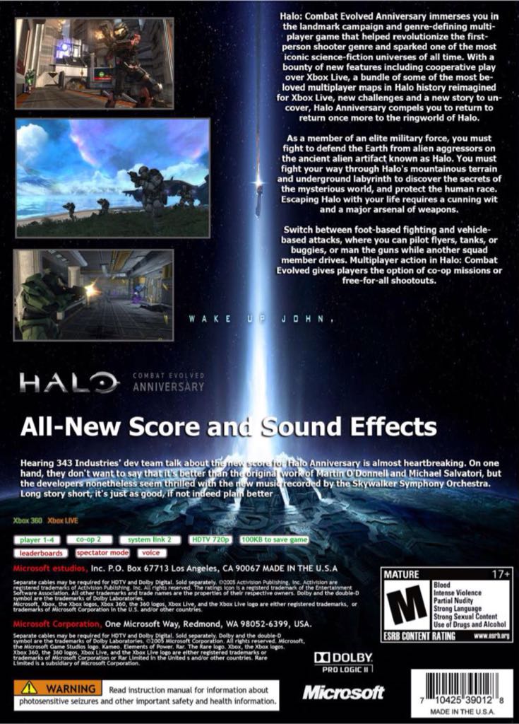 Halo 1 : Combat Evolved Anniversary - Microsoft Xbox 360 (Microsoft Game Studios - 4) video game collectible [Barcode 885370314670] - Main Image 2